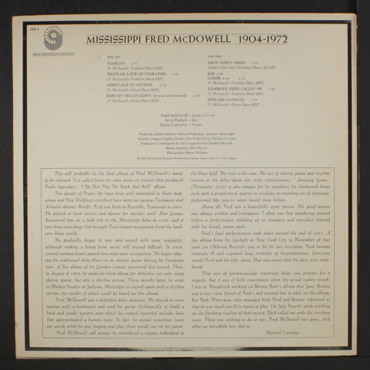 1904-1972 by FRED MCDOWELL