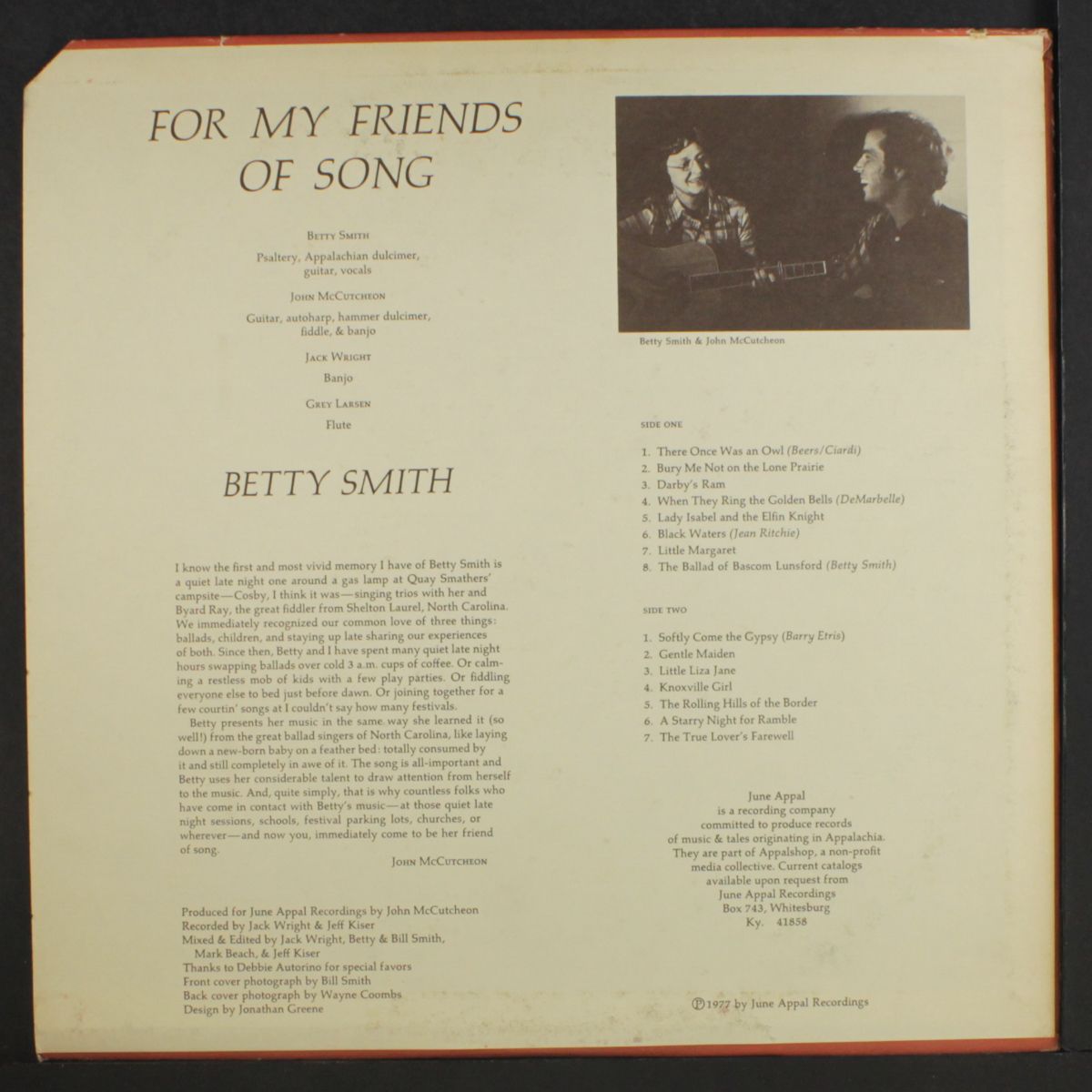 for my friends of song by BETTY SMITH