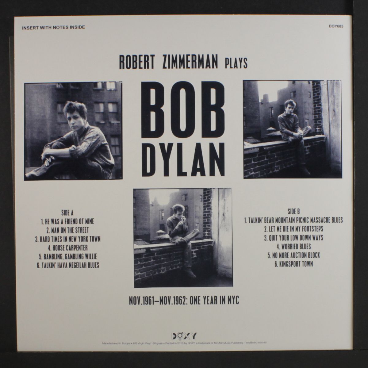 robert zimmerman plays bob dylan: studio recordings no. 1961-nov. 1962 by BOB DYLAN