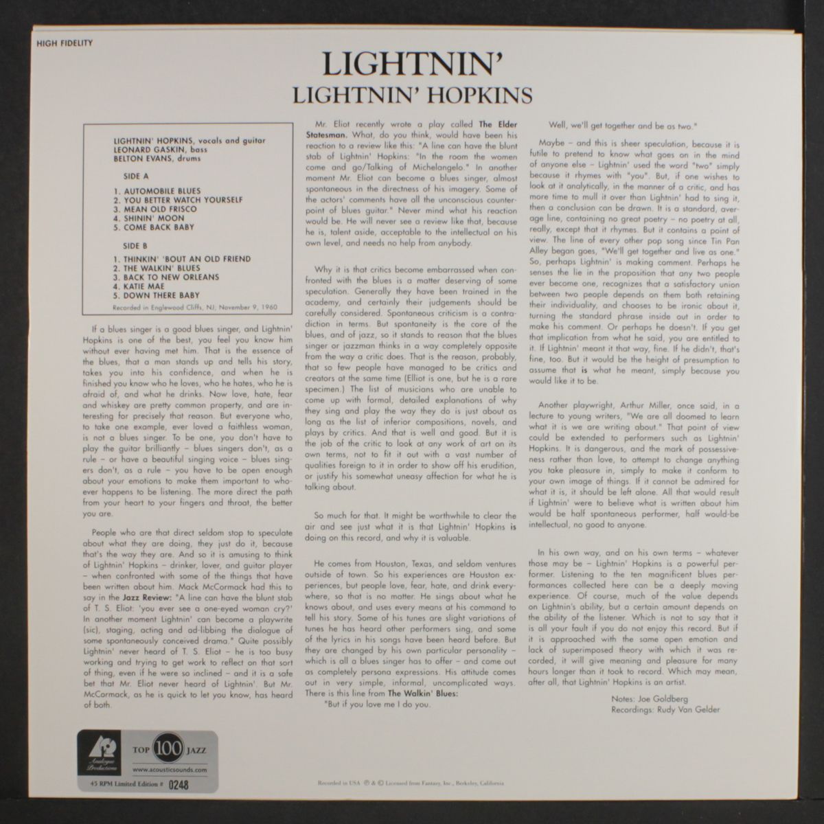 the blues of lightnin' hopkins by LIGHTNIN' HOPKINS