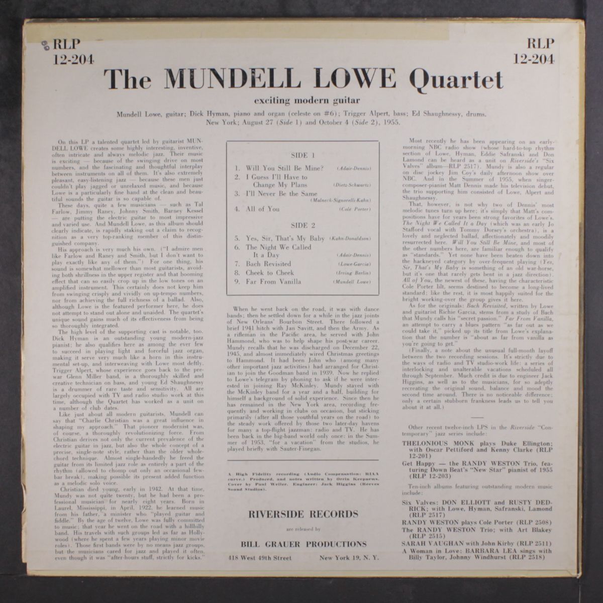the mundell lowe quartet by MUNDELL LOWE