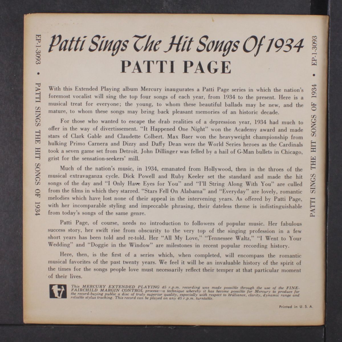 sings the hit songs of 1934 by PATTI PAGE