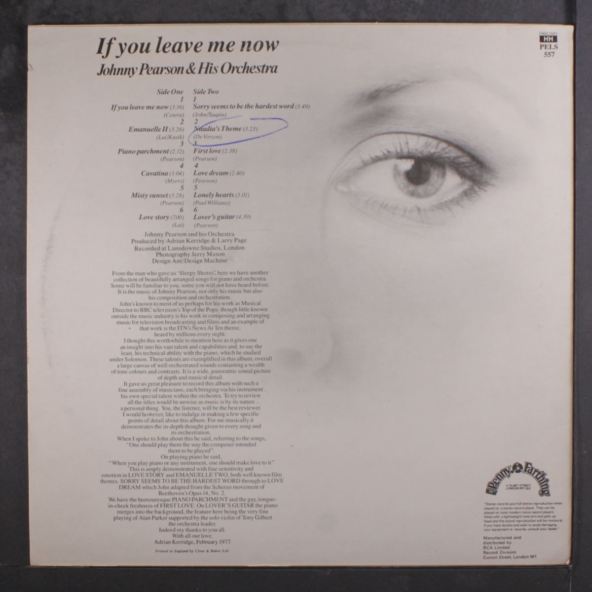 if you leave me now by JOHNNY PEARSON