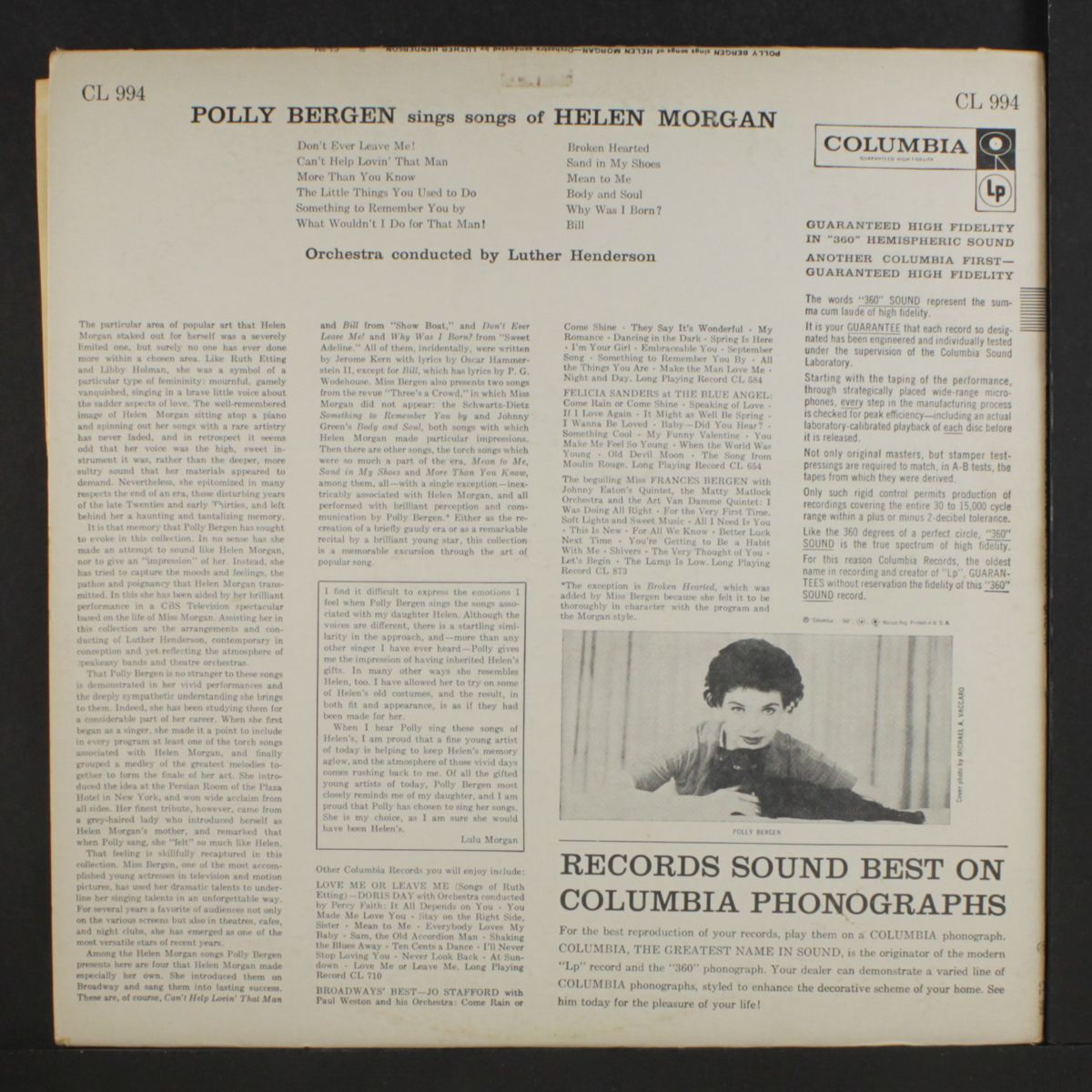 songs of helen morgan by POLLY BERGEN