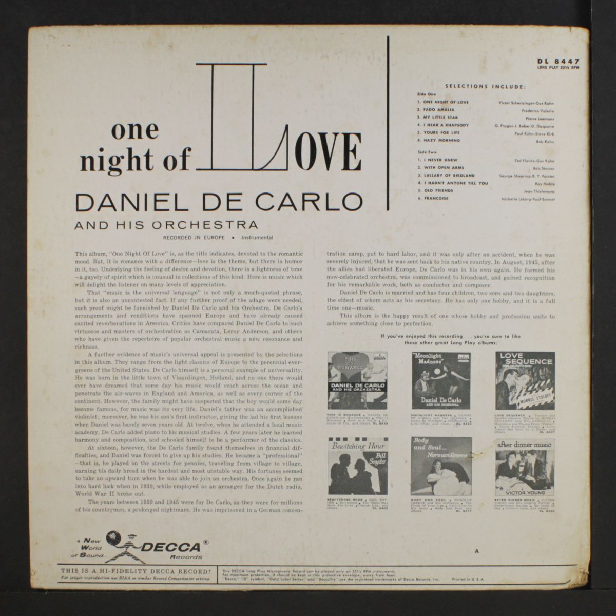 one night of love by DANIEL DE CARLO