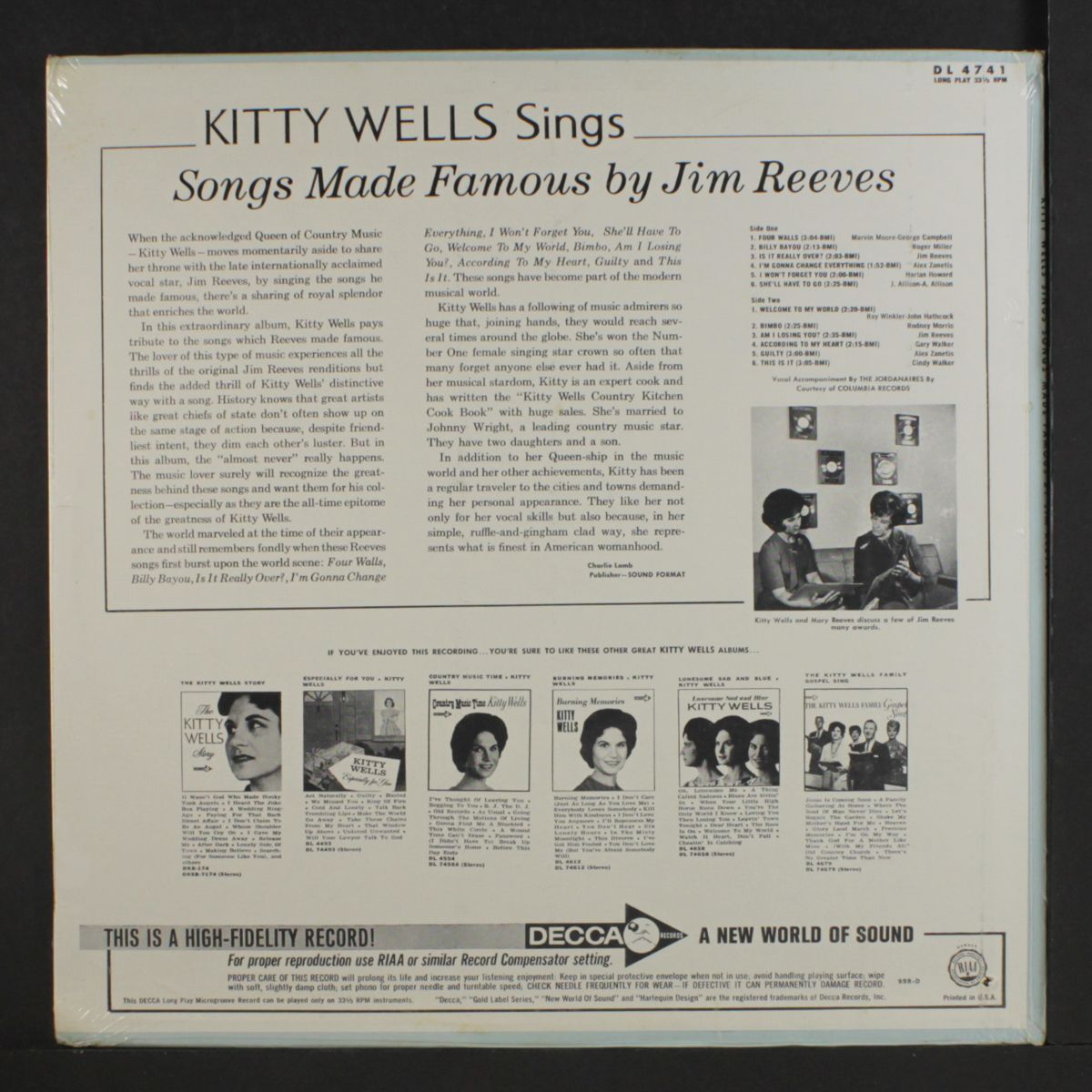 sings songs made famous by jim reeves by KITTY WELLS