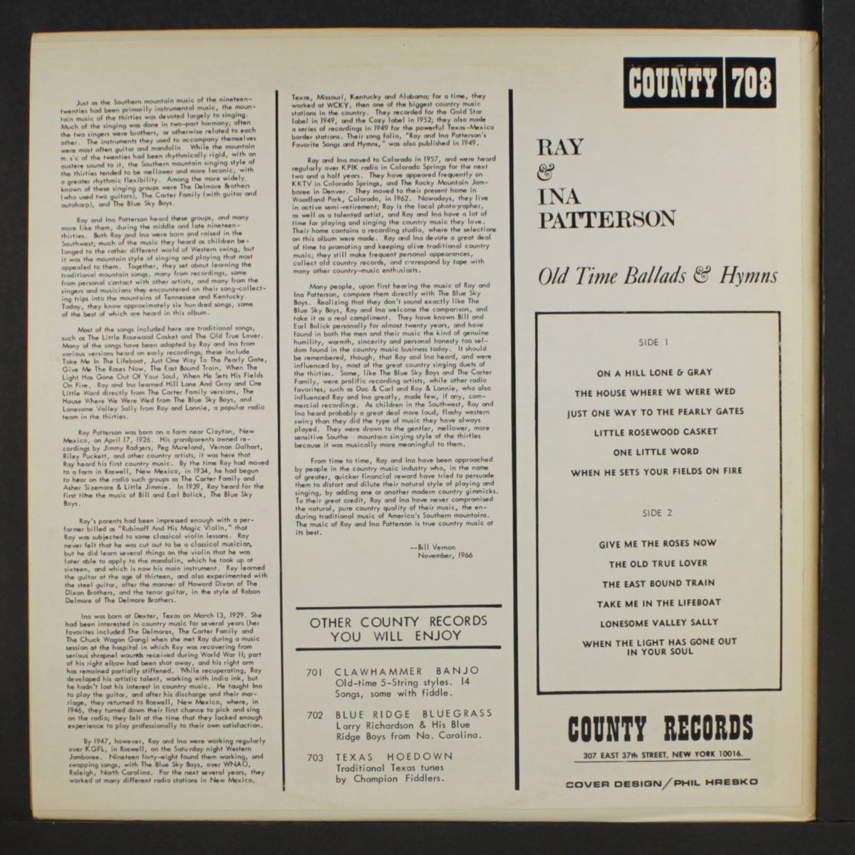 old time ballads & hymns by RAY & INA PATTERSON