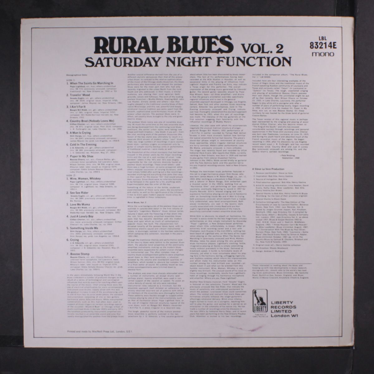 rural blues, vol. 2; saturday night function by VARIOUS