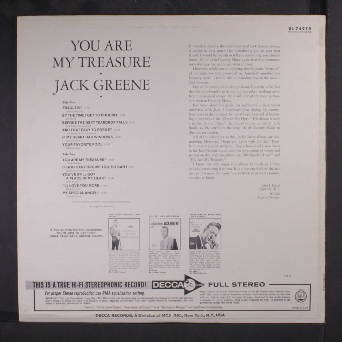 you are my treasure by JACK GREENE