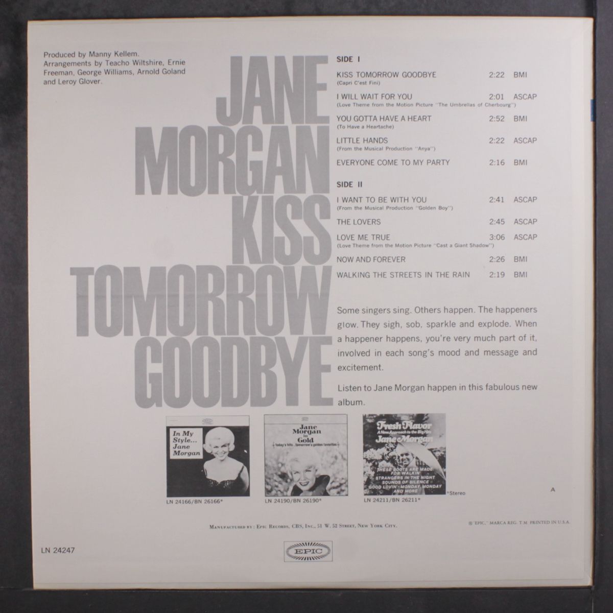 kiss tomorrow goodbye by JANE MORGAN