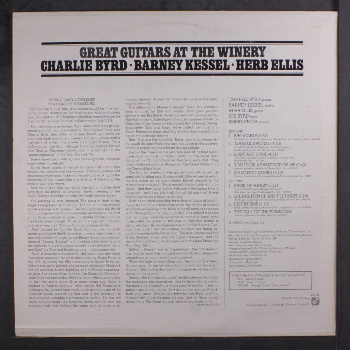 great guitars at the winery by CHARLIE BYRD, ETC.