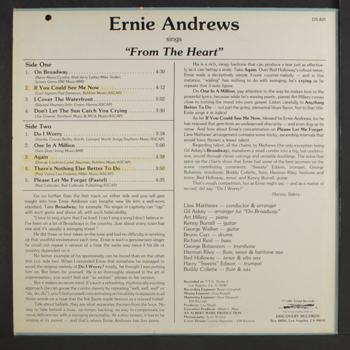 from the heart by ERNIE ANDREWS