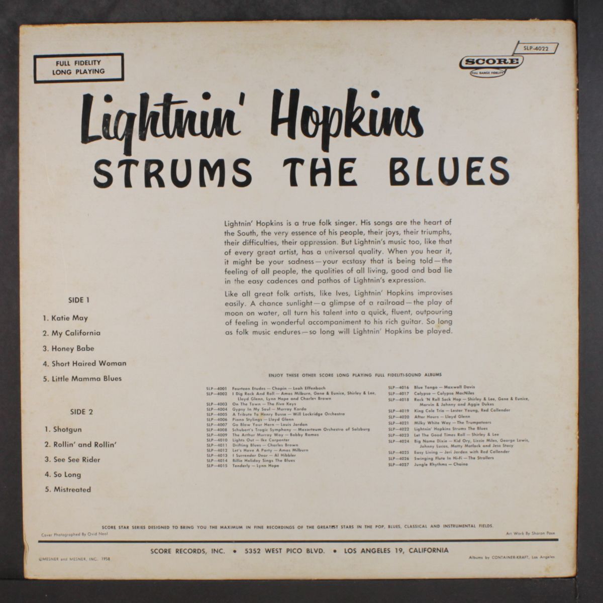 strums the blues by LIGHTNIN' HOPKINS
