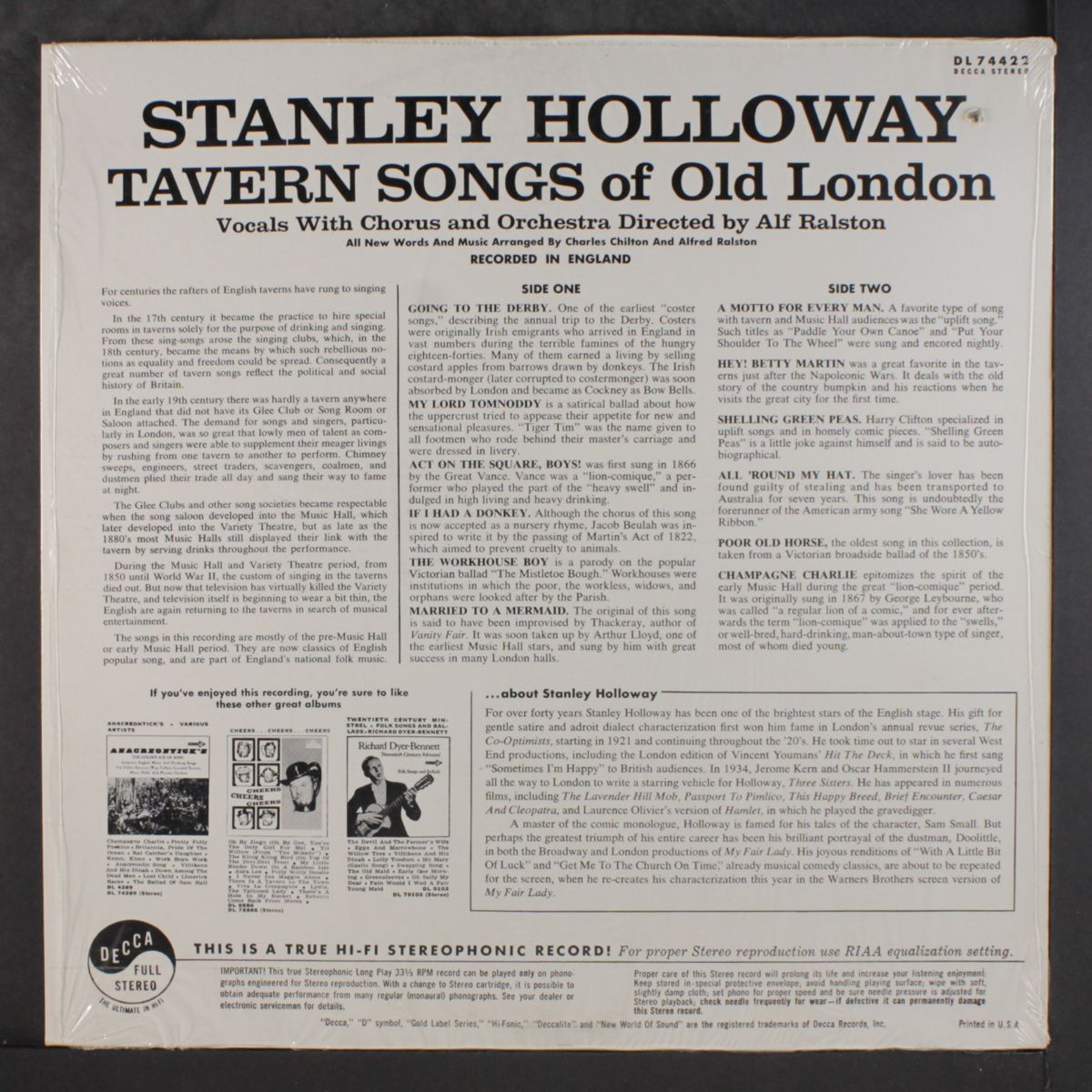 tavern songs of old london by STANLEY HOLLOWAY