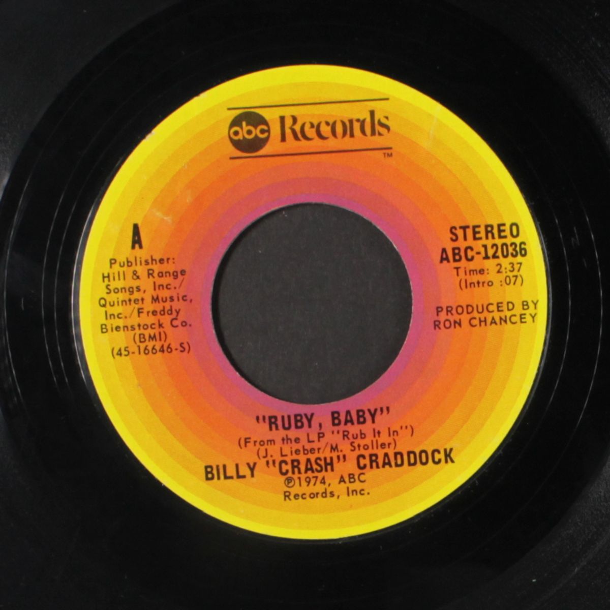 ruby, baby / walk when love walks by BILLY "CRASH" CRADDOCK