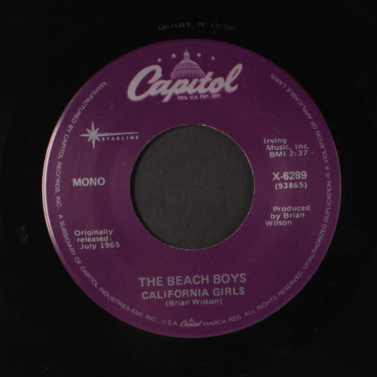 california girls / let him run wild by BEACH BOYS